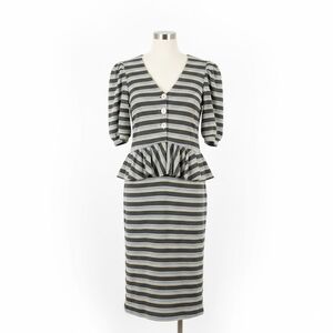 Vintage Striped V-Neck Midi Dress